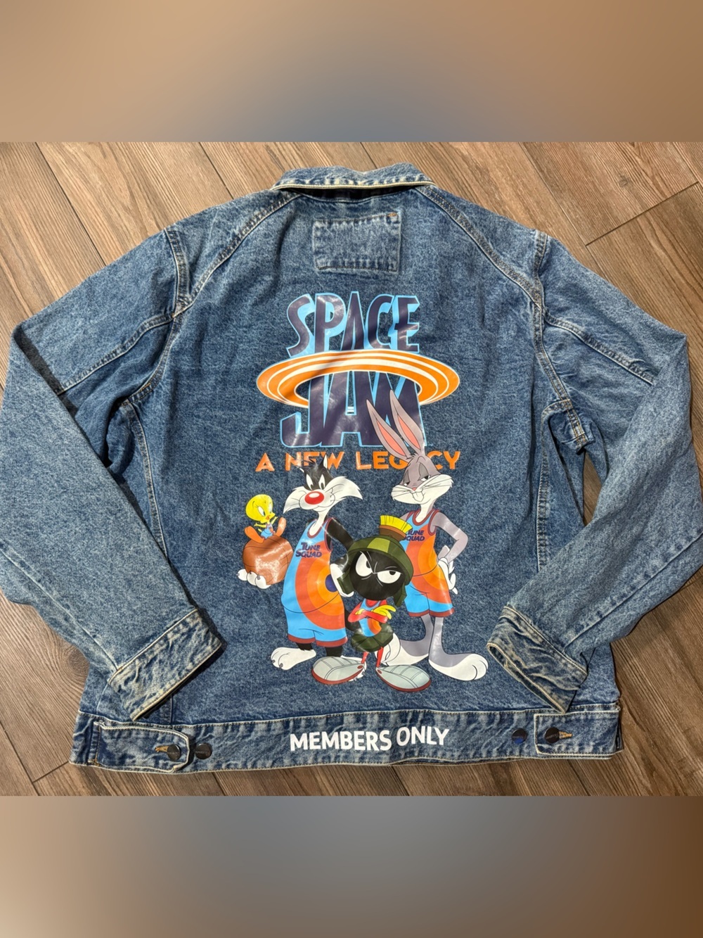 Members Only Space Jam A New Legacy Looney Tunes Denim Jacket XL Y2K